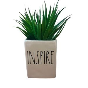 Rae Dunn ‘Inspire’ Ceramic Planter with Faux Greenery